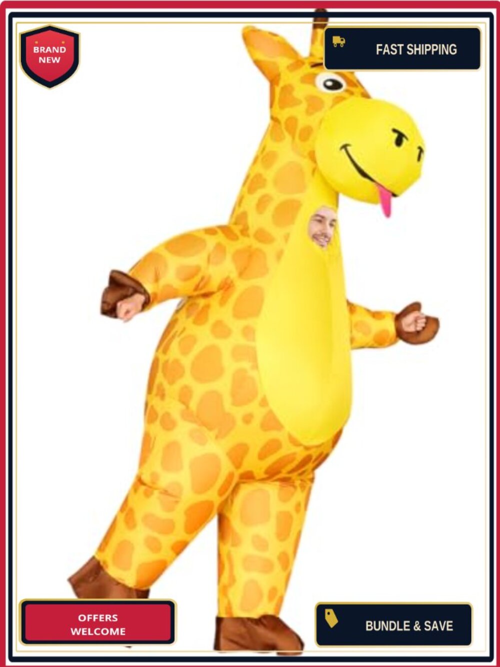 Adult Giraffe Inflatable Costume Full Body Animal Jumpsuit Halloween Cosplay